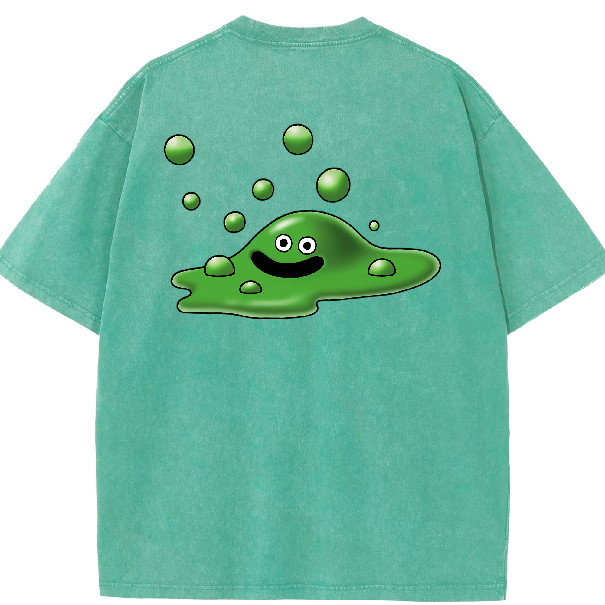 （画像用） ドラゴンクエスト Doragon Kuesuto Dragon Quest 綿100% ヴィンテージ風 半袖Tシャツ（背面プリント）